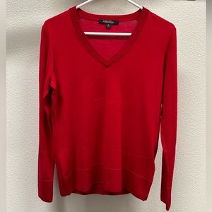 Brooks Brothers long-sleeved v-neck red pullover sweater. Size medium.